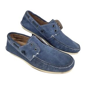 John Varvatos Mens 10.5 Blue Perforated Suede Boat Shoes Loafers F1543P1BA136B